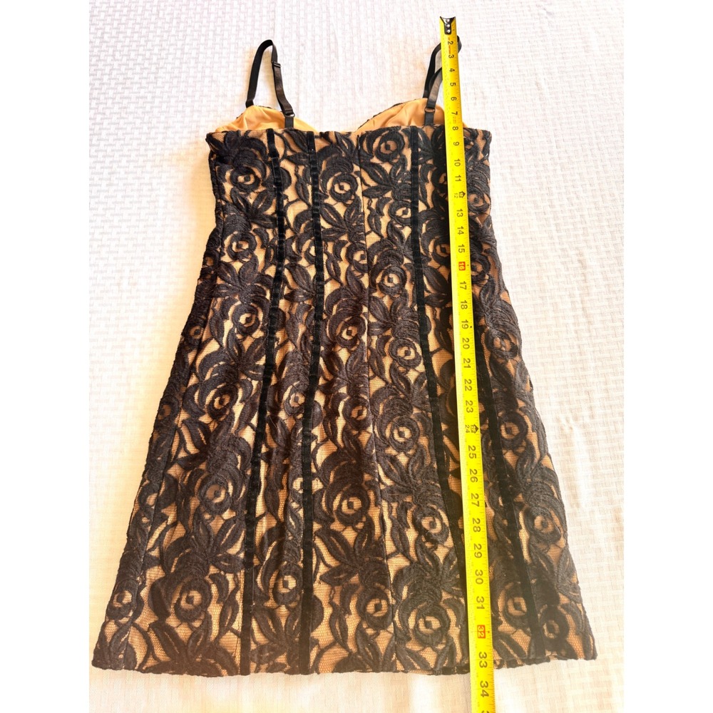 INC International Concepts Black Lace Bustier Mini Dress Rose Velvet Trim Medium - Picture 11 of 11
